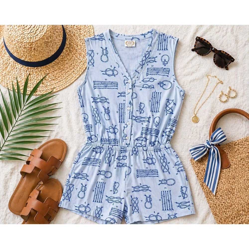 Beaufort Bonnet Company Womens XL Romper Nautical Coastal Chic Resort Wear TBBC